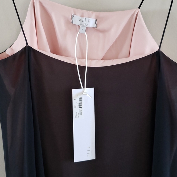 RW&CO Black Flowy Chiffon Dress NWT Spaghetti Strap Blush Lining 8 - Picture 3 of 3